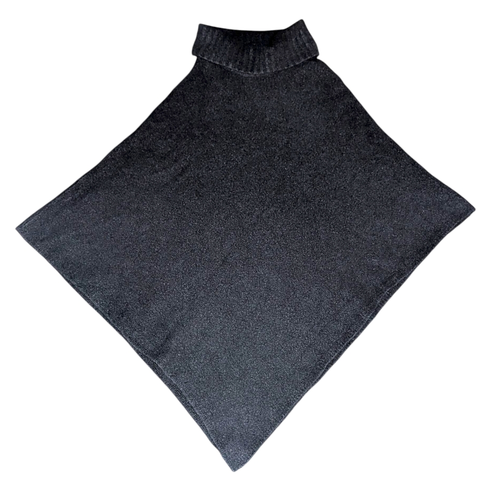 J.Jill Black Bouclé Knit Turtleneck Poncho Sweater One Size - Picture 8 of 10